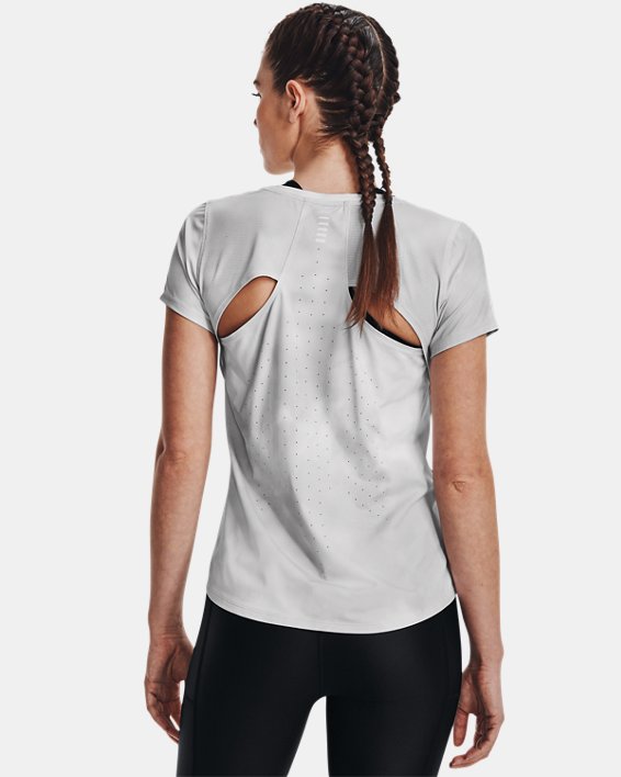 女士UA Iso-Chill 200 Laser T恤, Gray, pdpMainDesktop image number 1